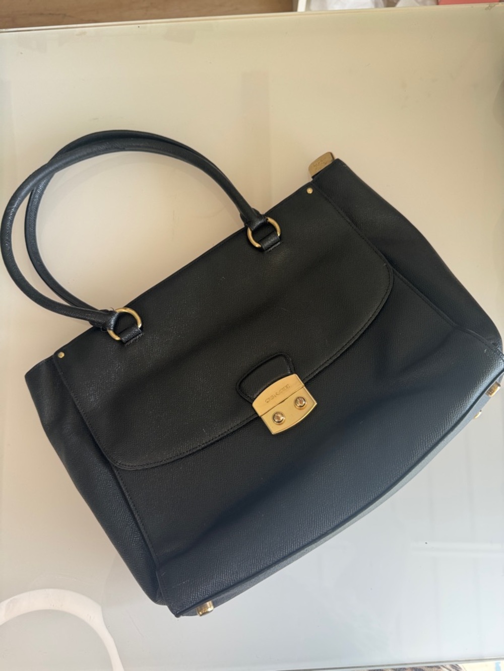 Coach Avary Tote – Black Crossgrain Leather with Gold Hardware